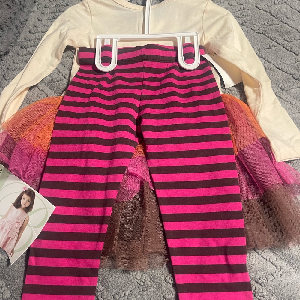 Bonnie Jean Cream and Multicolor Turkey Tutu Set - Picture 2 of 2